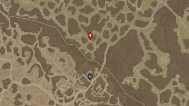 The location of Lord Eonan shown on the Diablo 4 map, north of Farobru.