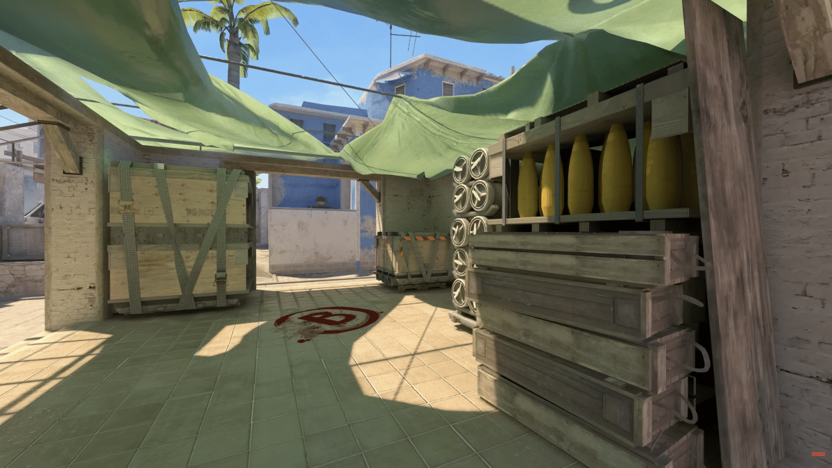 Mirage B site in Counter-Strike 2.