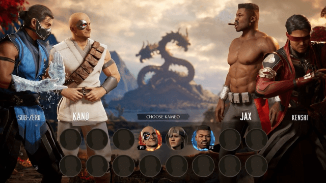 A look at the early Kameo Fighter menu in Mortal Kombat 1.