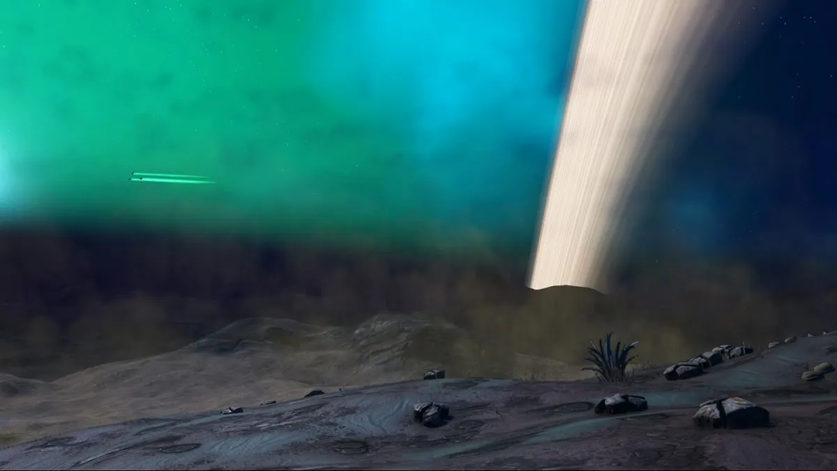 An image of the landscape of the Dead planet type in No Man's Sky.