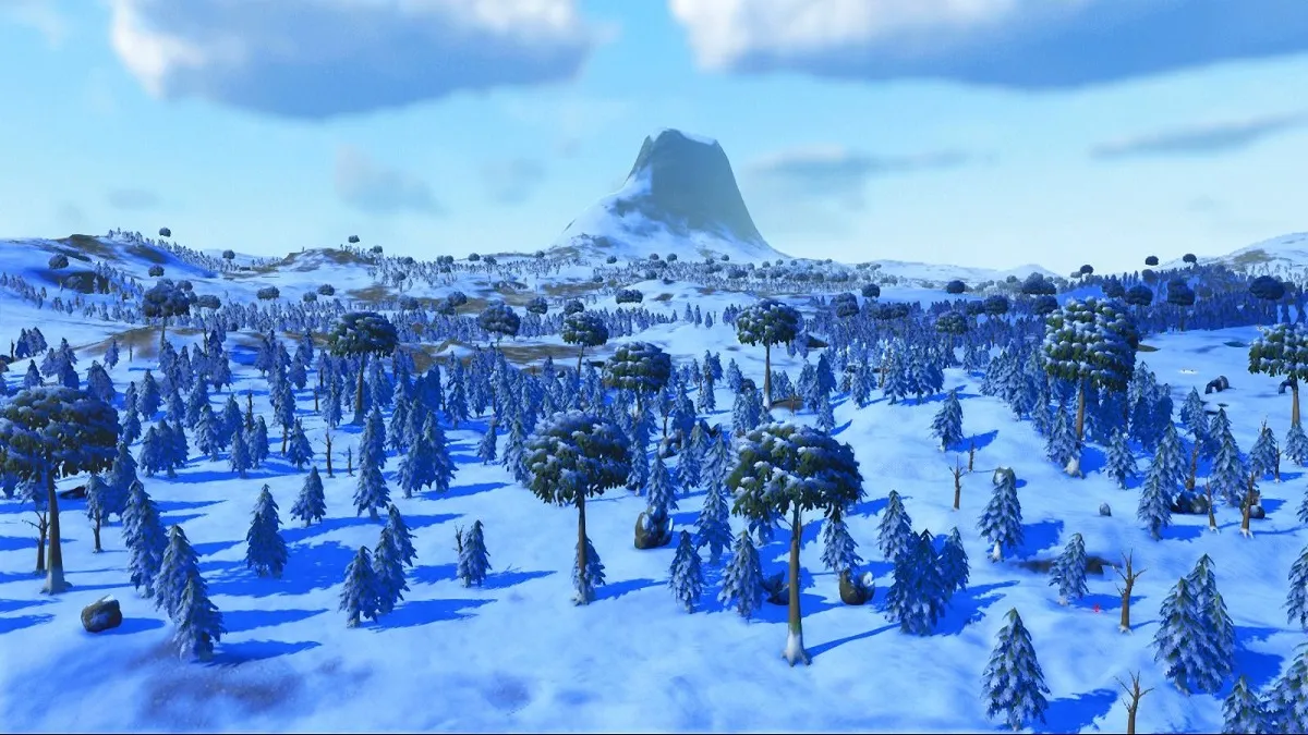 An image of the landscape of the Frozen planet type in No Man's Sky.