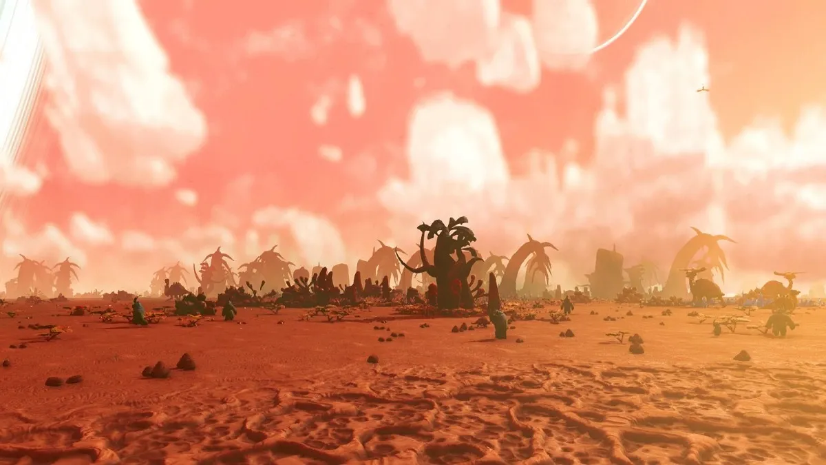 An image of the landscape of the Radioactive planet type in No Man's Sky.