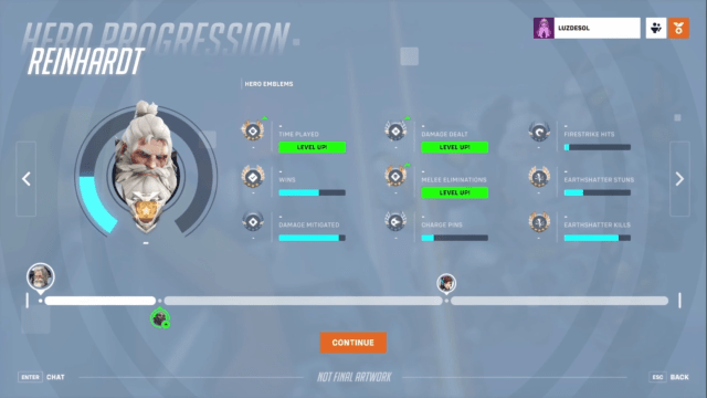 A mock up for Reinhardt's hero progression system coming in season 6.