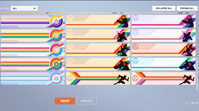The remaining Pride player card options.