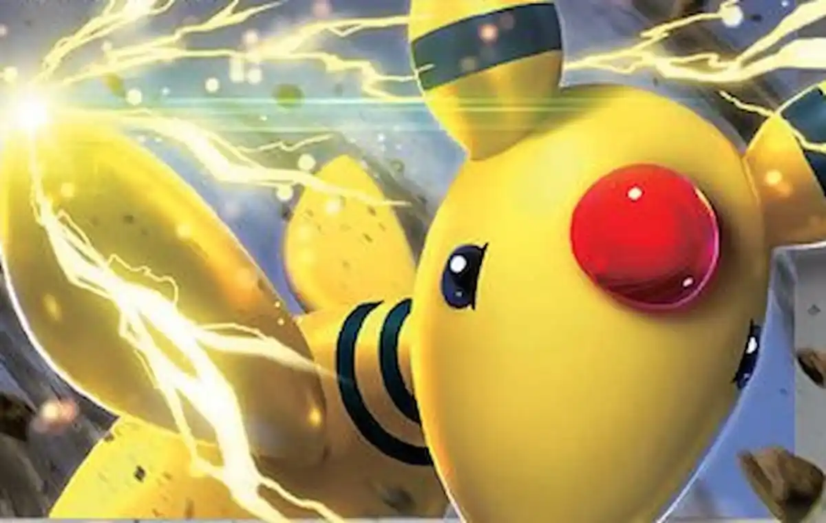 Ampharos uses an electric attack in Pokemon TCG imagery