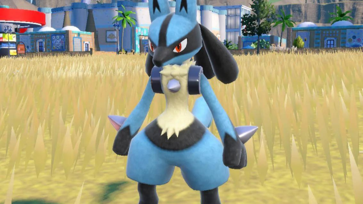 Lucario standing in a field