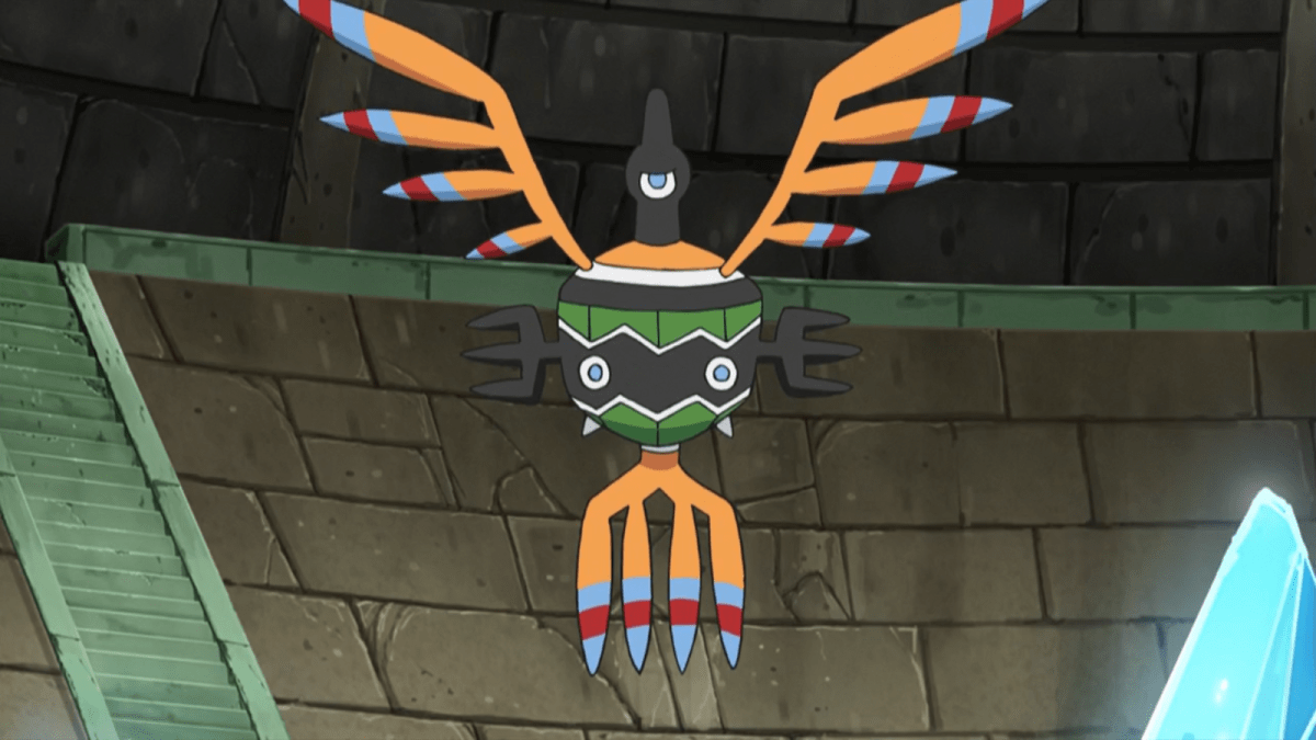Sigilyph floating in the Pokémon anime