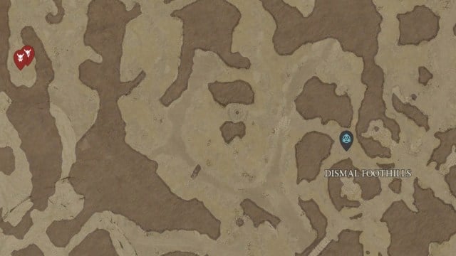 The location of Renn Dayne and Claudia shown in the Diablo 4 map, west of Wejinhani.
