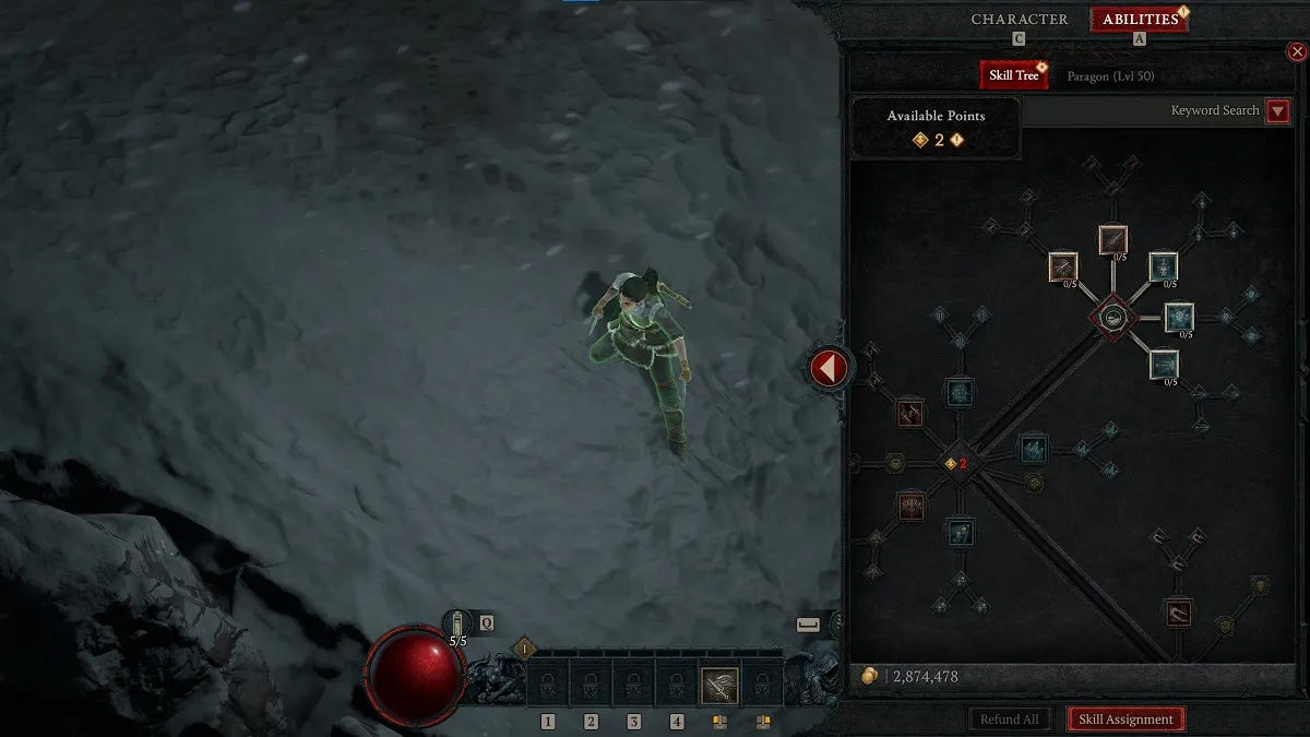 An image of the Rogue's skill tree in Diablo 4.