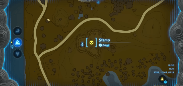 Zelda: Tears of the Kingdom map showing a Bokoblin camp.