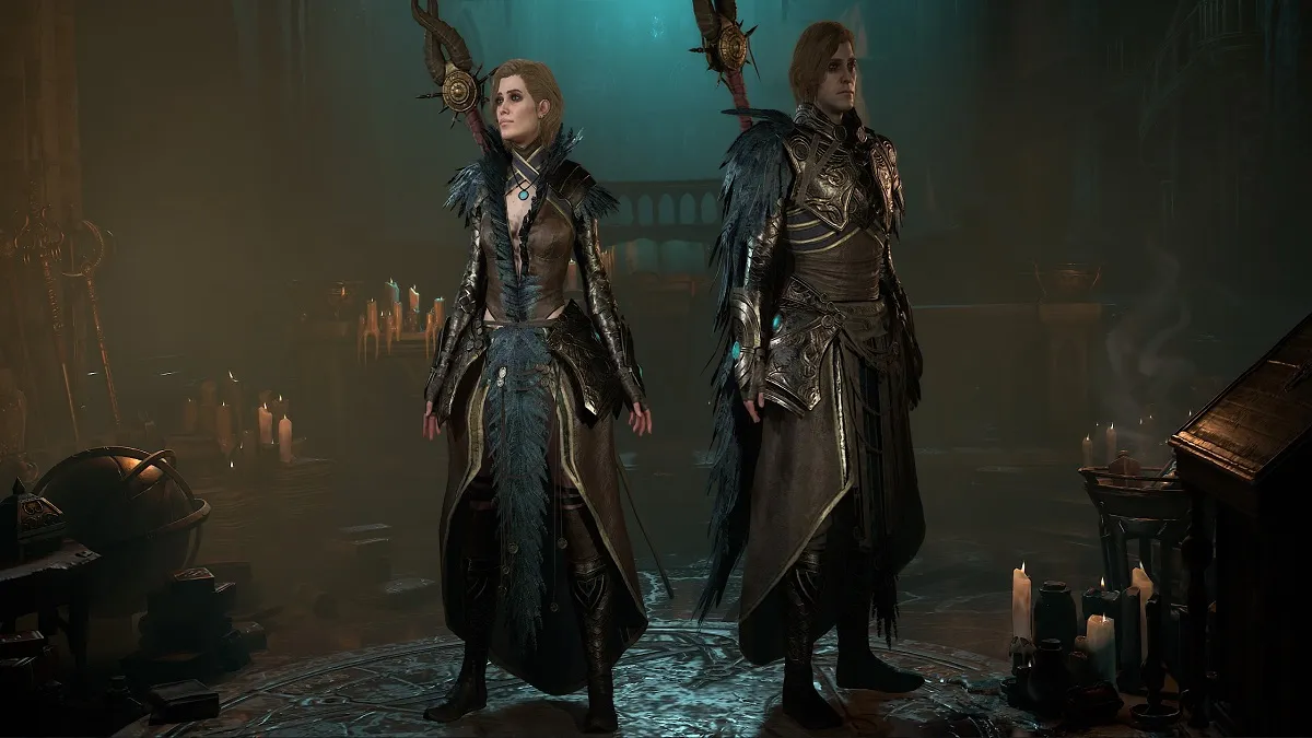 An image of the male and female Sorcerers in Diablo 4.