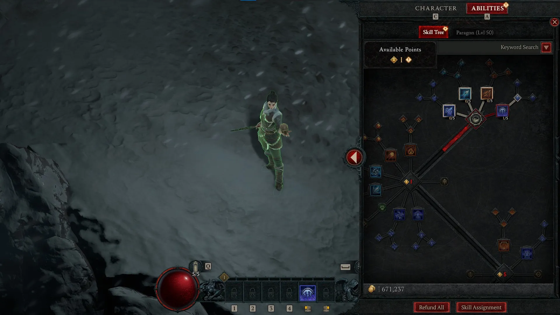 An image of the Sorcerer's skill tree in Diablo 4.