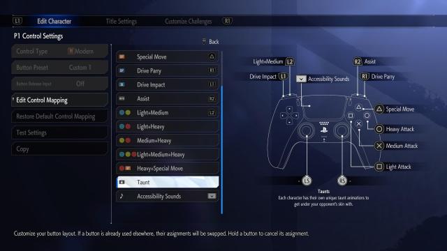 A view of the control mapping options in Street Fighter 6.