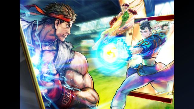 A Street Fighter 6 art piece showing Cammy, Chun-LI, and Ryu fighting