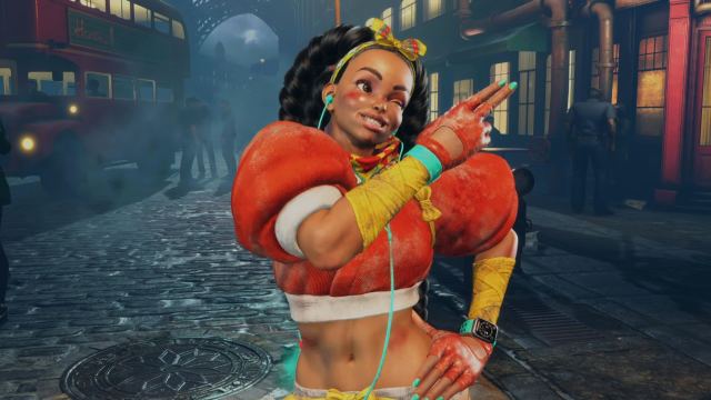 Kimberly from Street Fighter 6 looks positive despite a recent defeat, as shown by the dirt and bruises.