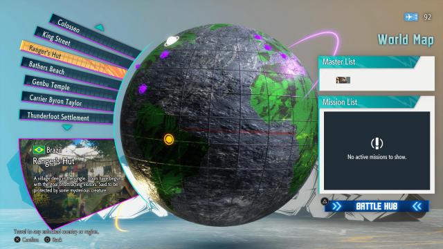 Worldmap showcasing Brazil and Blanka's location in Street Fighter 6.