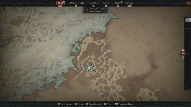 A map screenshot of the Túr Dúlra area in Diablo 4 after you clear the Stronghold.