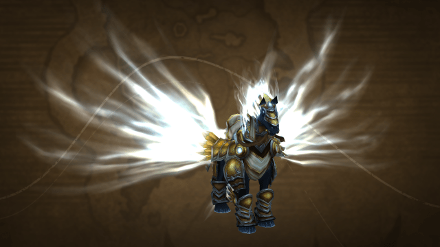 Tyrael’s Charger mount spreading its wings.