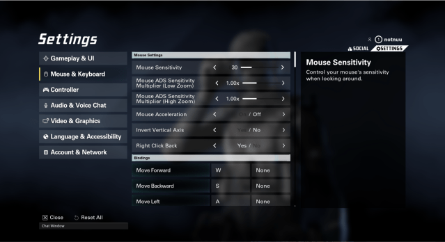 XDefiant's sensitivity controls in the settings menu, with Mouse Sensitivity selected.