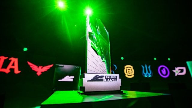 The 2022 CDL Championship trophy on mainstage