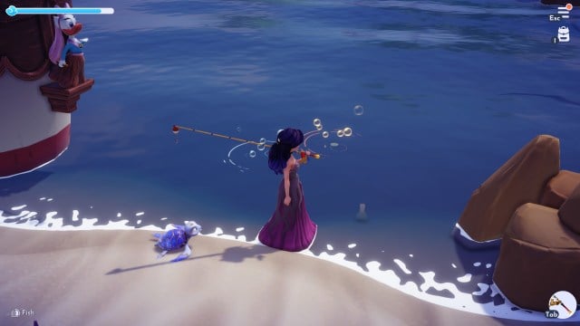 The player looking at a submerged Emerald Bottle. 
