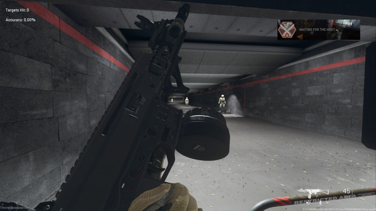 A screenshot of the ISO 45's inspect animation in MW2's firing range.