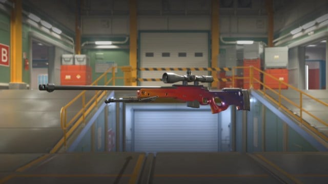 An AWP | Fade superimposed onto a background featuring Ramp on Nuke in CS2.