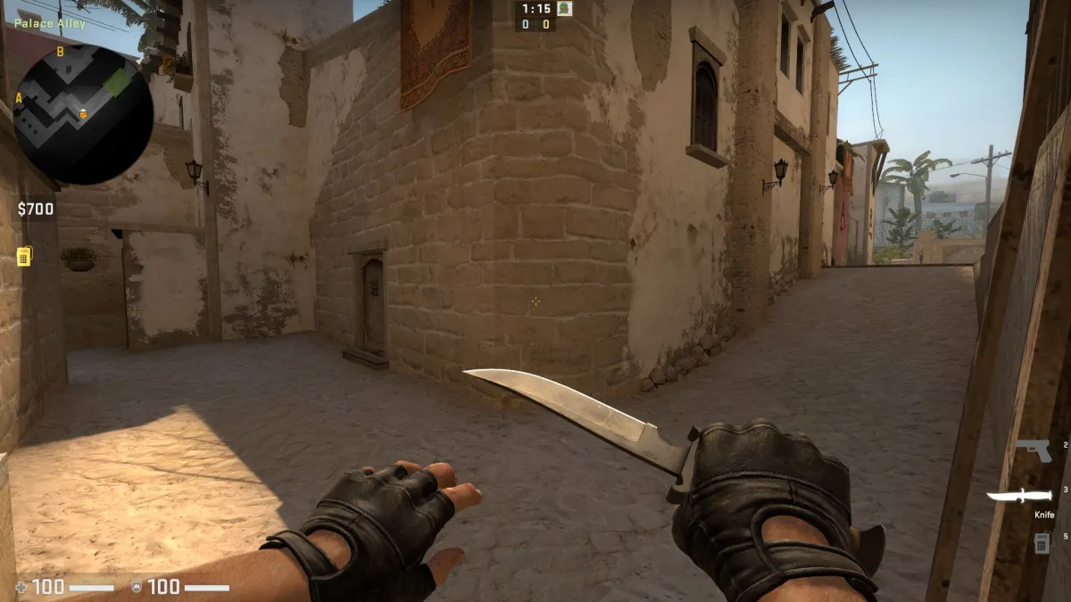 CS:GO player with a knife on Mirage