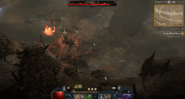 Astaroth attacking a character in Diablo 4.