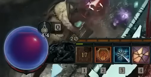 An image of the Diablo 4 health orb. Your health orb will have a glowing aura whenever a Barrier is active.