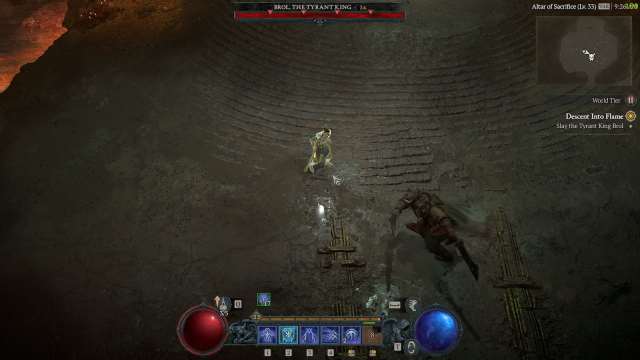 Image showing a boss fight against Brol in Diablo 4.