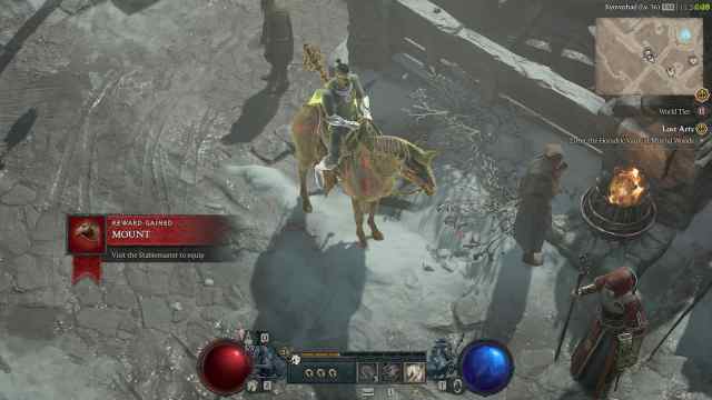 Sorcerer riding the horse in Diablo 4.