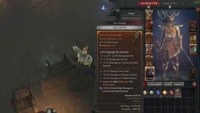 Image showing a build with Rapid Aspect in Diablo 4.