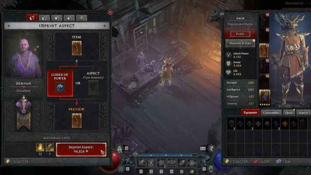 Image showing the Occultist shop in Diablo 4.