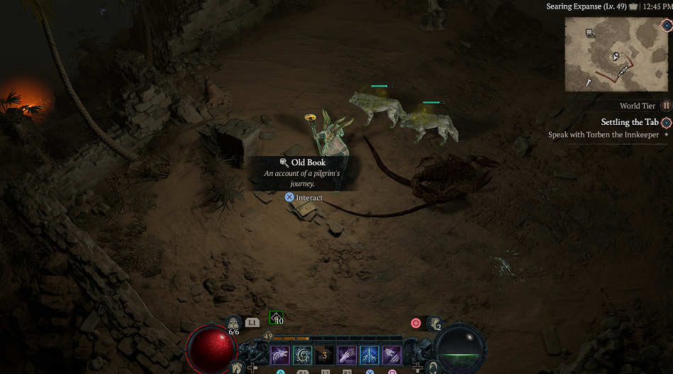 A screenshot of how to begin Diablo 4's "Pilgrim's Footsteps" quest.