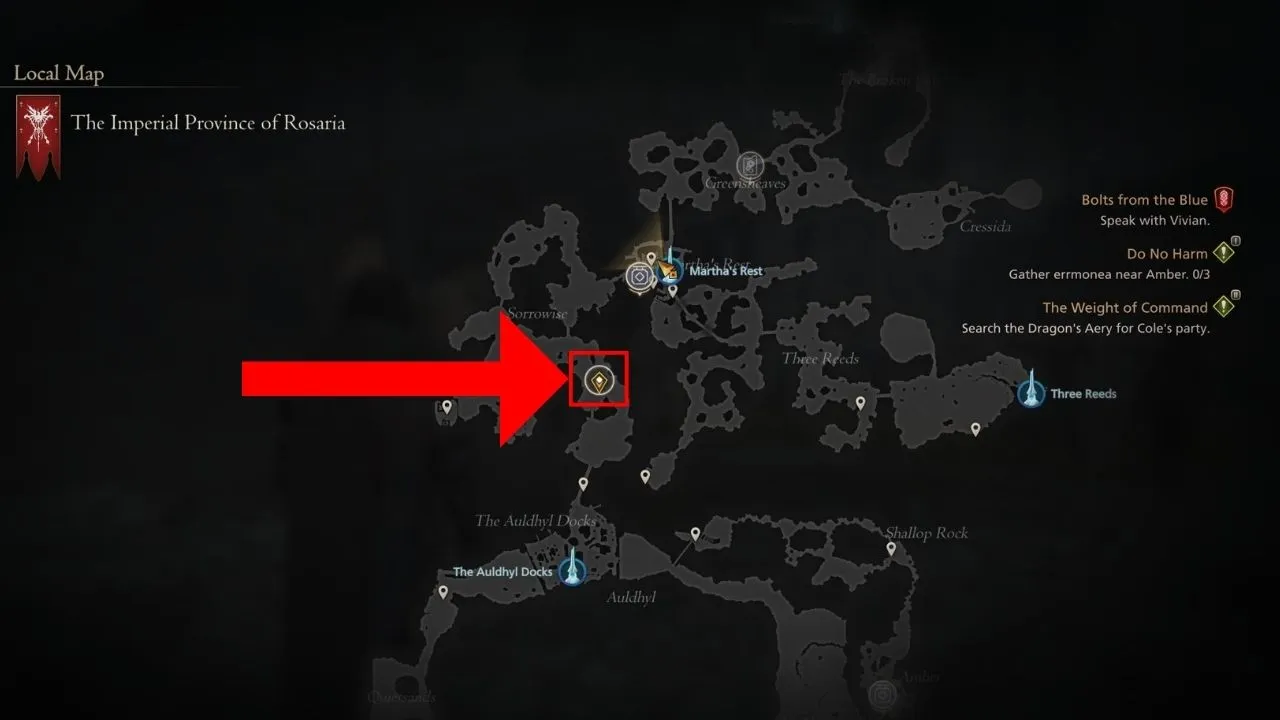 Red box and arrow pointing to Ahriman the notorious marks location in Final Fantasy 16