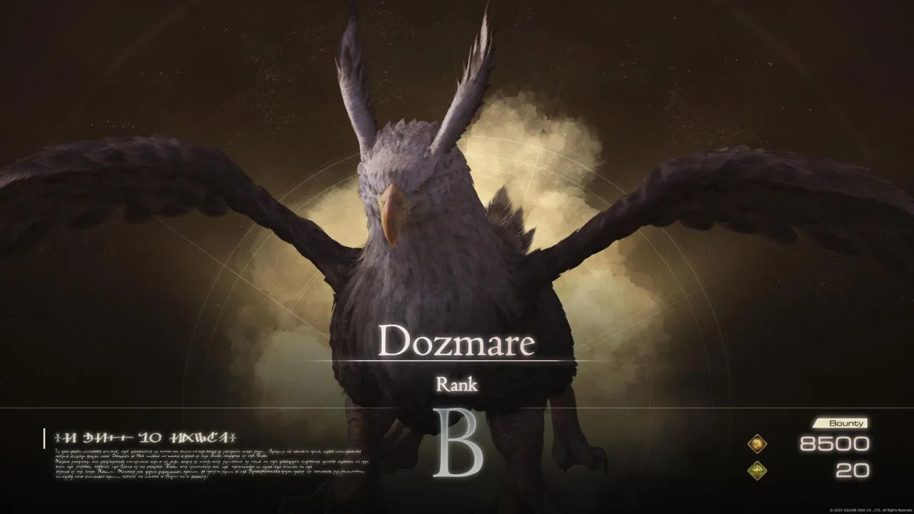 Feathery bird with giant wings and four legs in Final Fantasy 16