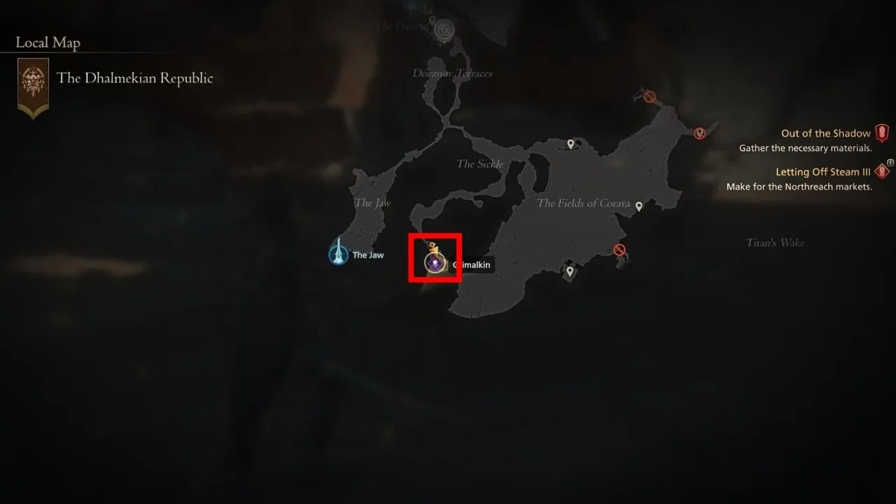 Red box outlining Grimalkin's location in Final Fantasy 16