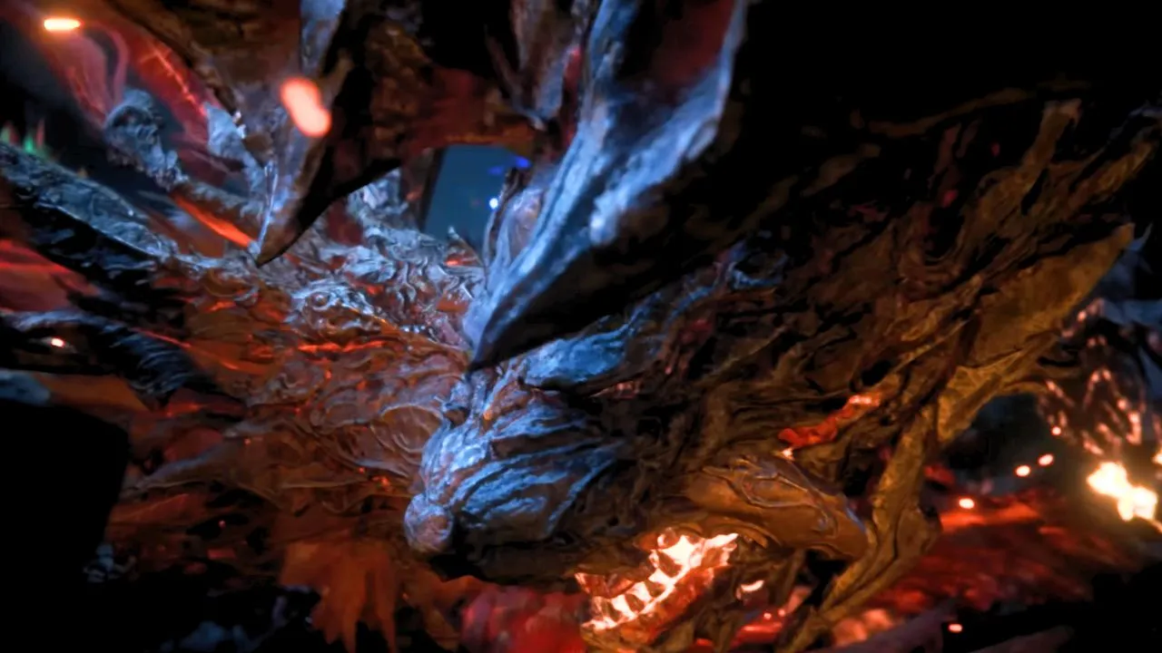 Dark beast biting the beak of a phoenix in Final Fantasy 16