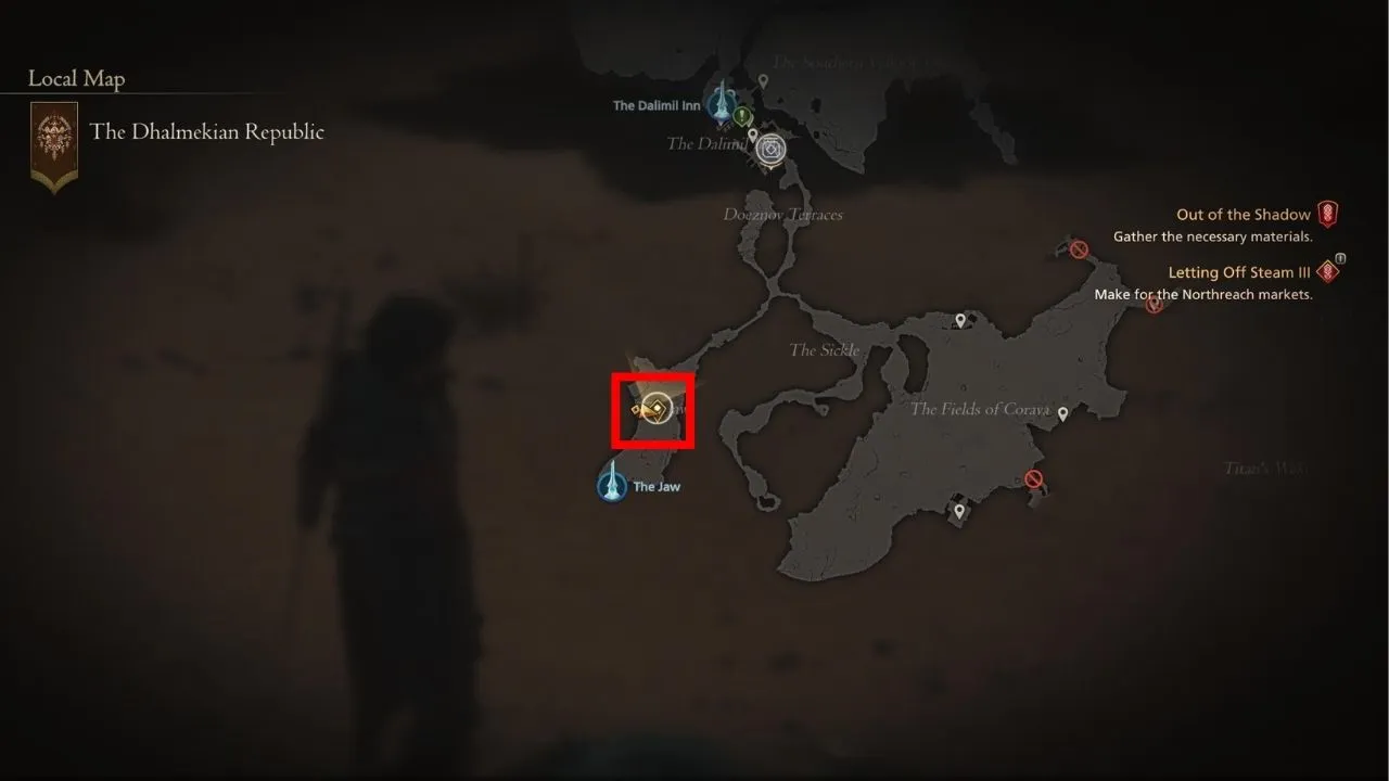 Red box outlining the Nine of Knives location in Final Fantasy 16