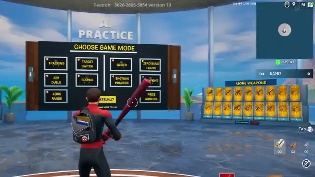 Image showing Spider-Man in Fortnite's A.I Practice Map.