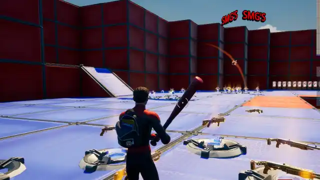 Image showing Spider-Man in Fortnite's The Pit Zero Build map.