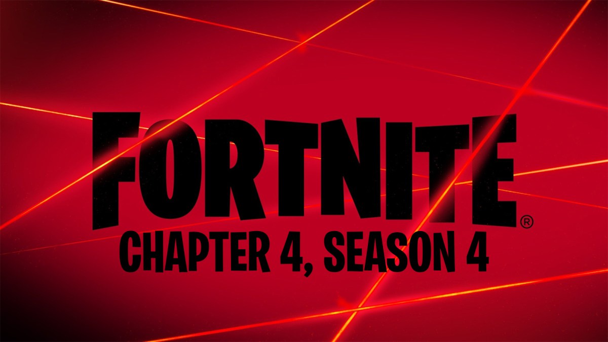 Fortnite logo with Chapter 4, Season 4 text, surrounded by red lasers