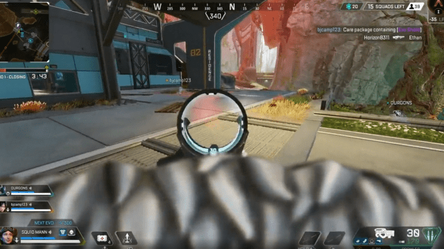 Apex Legends' UI showing a bug with Horizon when aiming 1x on the Prowler.