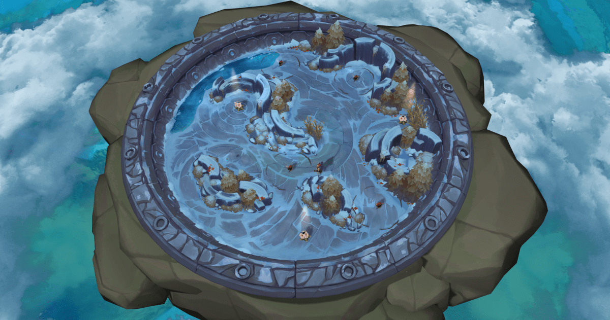 The snow map for LoL's new Arena mode.