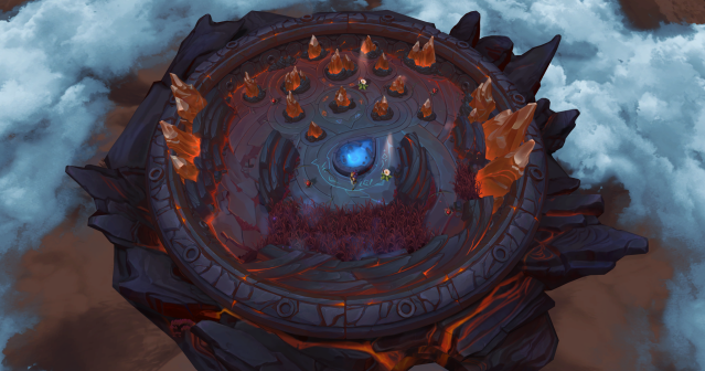 The Magma-based map in LoL's new Arena mode.