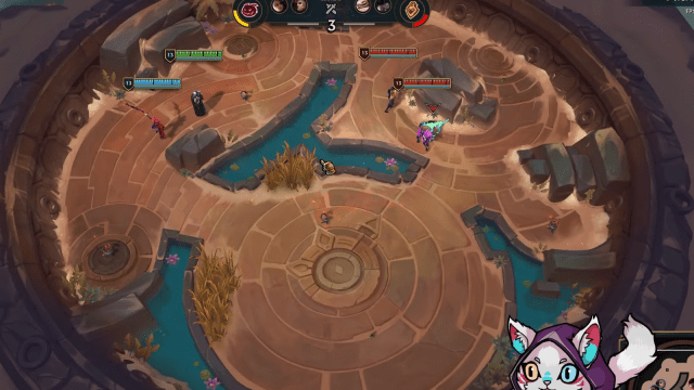 Screenshot showing the garden map of LoL Arena game mode.