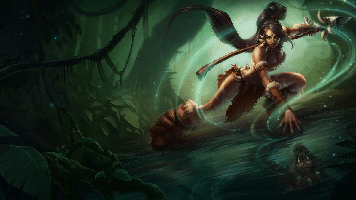 Nidalee's official splash art in League of Legends.