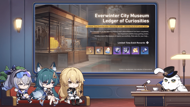 The announcement for the Everwinter City Museum Ledger of Curiosities event.