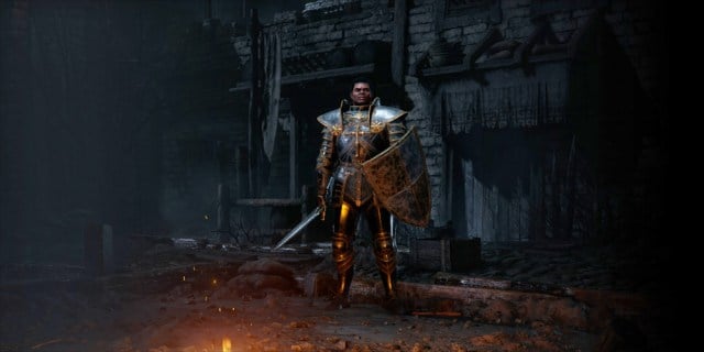 A Paladin holding a sword and shield in Diablo 2.